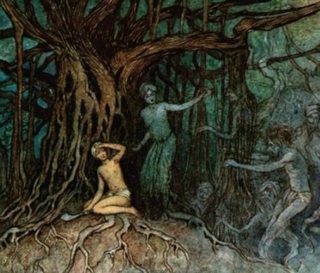 ancient ghost tree with ghosts