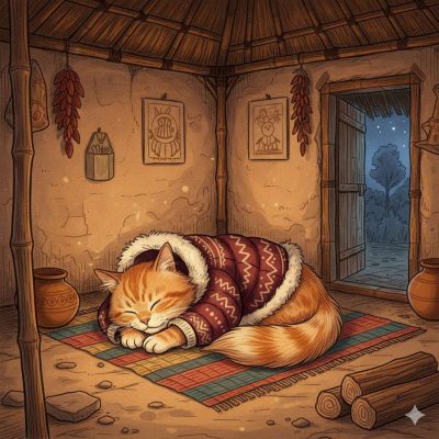 শীতে কাবু  বিড়াল ছানা