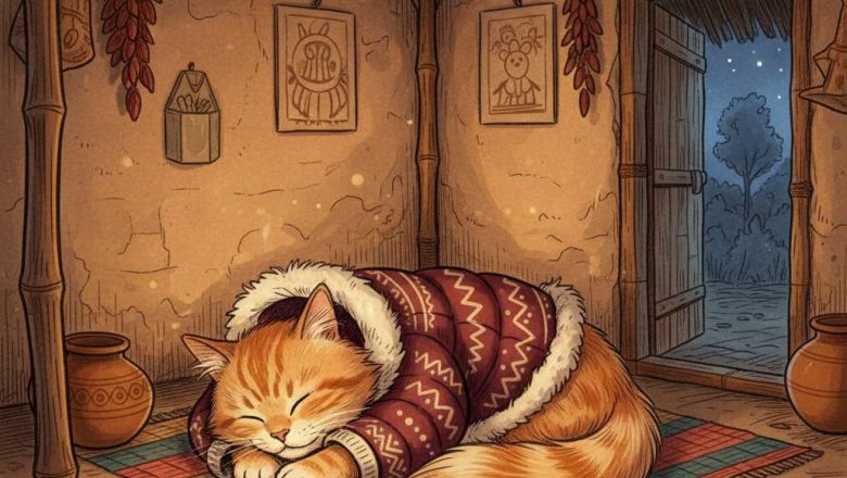 শীতে কাবু  বিড়াল ছানা